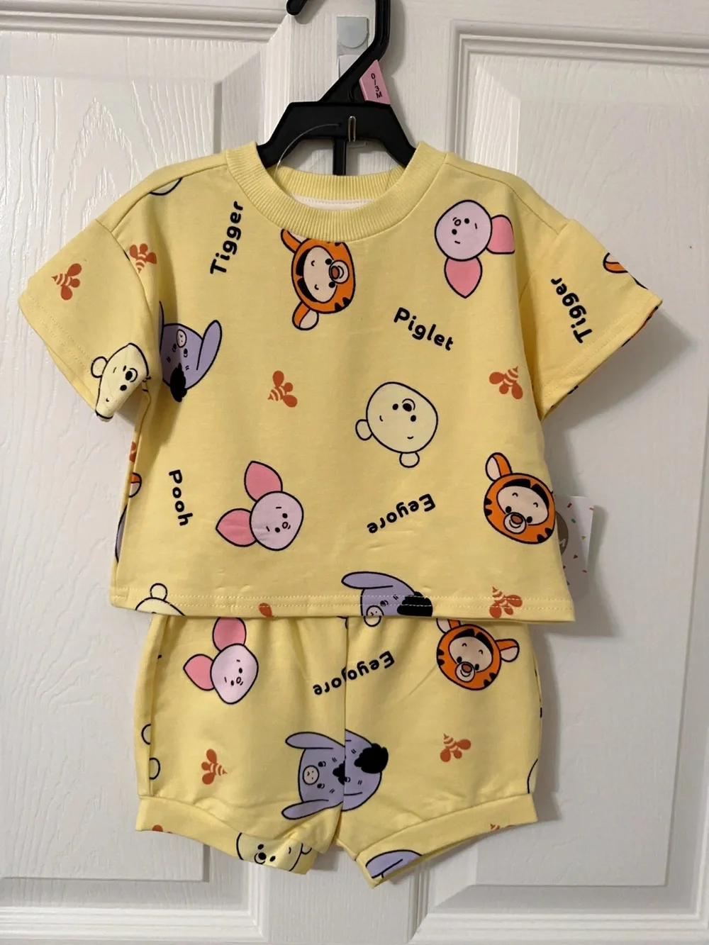 Disney Yellow Winnie the Pooh Baby Boy 2 Piece French Terry Short Set - Picture 6 of 11